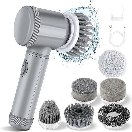 Electric Spin Scrubber - Shower Scrubber,Bathroom Scrubber Electric,for Cleaning Tub, Floor, Tile, Window, Sink, Kitchen Cleaning with 6 Electric Cleaning Brush Head (8)