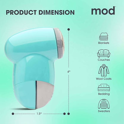 MOD 2 Pack Portable Fabric Shaver and Lint Remover, Reusable Pet Hair Remover, Lint Roller for Clothes, Sweater Shaver, Couch, Blankets with Detachable Lint Collector Tank, Battery Operated, Grey