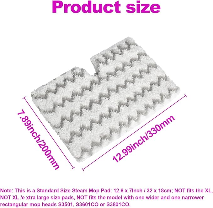 10 Pack for Shark Steam Mop Pads Replacement Shark S3500 Series S3501 S3601 S3550 S3901 SE450 S3801CO S3601D S2901 S2902 Steamer Pocket Mop Washable Microfiber Replacement Shark Vac Mop Pads Refills