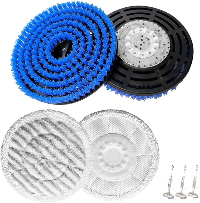Upgraded Steam and Scrub Mop Replacement Pads for Shark S8002BRN S8201 S8001 S7000 S7001 S7020 S7005 with Scratch-free Brush Heads & Replacement Pads|Deep Clean Hard Floors of Kitchen & Bathroom