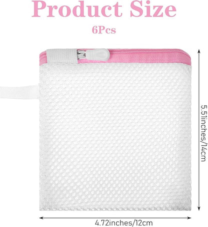 6 Pcs Small Mesh Laundry Bag for Delicates Lingerie Laundry Bag Sock Washing Bags for Laundries Foldable Mesh Laundries Bags Small for Travel Home Mini Washing Machine Use Colorful 5.51×4.72 Inch