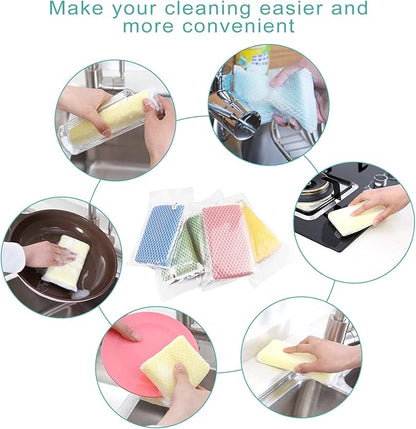 Individually Wrapped Sponge, Kitchen Dishwashing Sponge Non Scratch Heavy Duty Scouring Pad, Odor-Free Microfiber Cleaning Sponge Wipes Scrub Pads for Cleaning Dishes Hard Surface Tools (10)