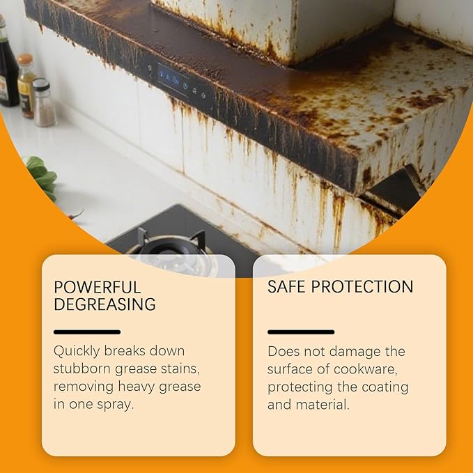 Heavy Duty Degreaser, New Upgrade Kitchen Cleaner, Multi-purpose Oils Stain Cleaner, Clean Up Kitchens Oil Stains, Cleaning Spray for Kitchens & Household & Oven & Stove