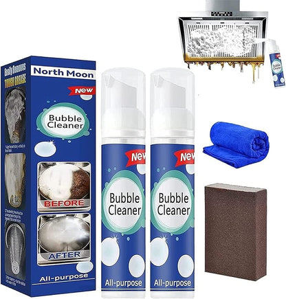 Foam Heavy Grease Cleaner Sprey, Bubble Cleaner Foam Spray, All-Purpose Rinse-Free Cleaning Spray, Kitchen Cleaner Spray, Bubble Cleaner (2pcs-30ml)