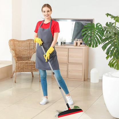 Multifunction Silicone Broom, 54 Inch Long Handle Silicone Floor Squeegee Broom, Sweep and Scrape 2 in 1 Household Cleaning Broom for Floor, Bathrooms, Kitchens, Showers, Tile, Pet Hair,Black Red