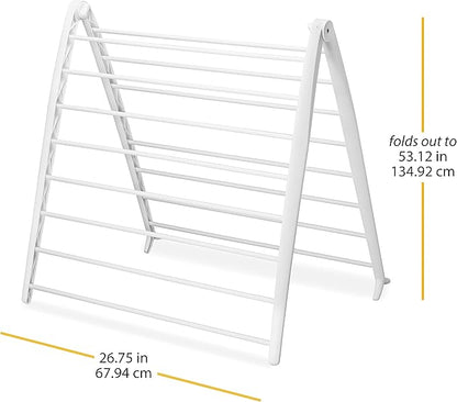 Whitmor Spacemaker Folding Drying Rack, Freestanding Indoor Clothes Dryer, Space Saving Compact Design, 6"L x 26"W x 51.5"H, White