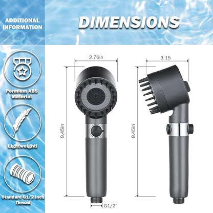 CWPW Filtered Shower Head with Handheld High Pressure 4 Spray Showerhead with Filters for Hard Water-Remove Chlorine ON/OFF Switch for Pets,With 79" Stainless Steel Hose,Bracket,4 Filters,Bath Loofah