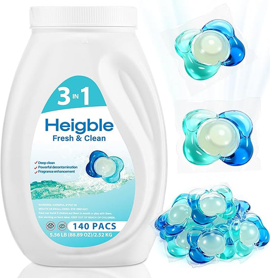 140 Count Laundry Detergent Pods Bulk 3 in 1 Laundry Detergent Pods Remover Eliminates Odors, Stains, Scent