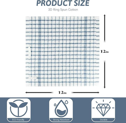 Nialnant 8PCS Dish Cloths,100% Cotton Soft Absorbent Cleaning Rags,Quick Drying Dish Towels for Kitchen,Washing Dishes-Blue Plaid+Yellow Plaid,12x12in