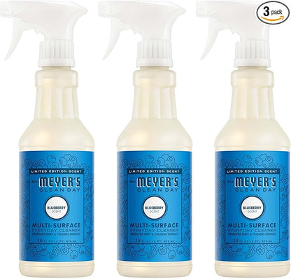 Mrs. MEYER'S CLEAN DAY Multi-Surface Everyday Cleaner, Blueberry Scent, 16 Fl Oz Bottle - 3 Pack