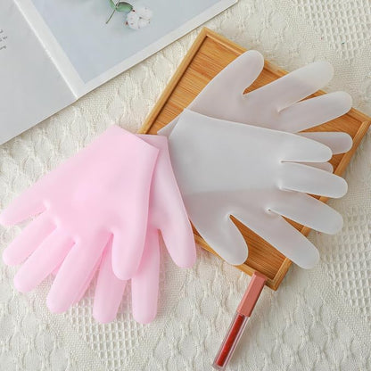 Sibba 2 Pairs Silicone Moisturizing Gloves Spa Gel Hydrating Gloves Women's Hand Care Gloves, Anti Slip Aloe Lotion Gloves for Repairing Dry Hand, Calluses, Cracked Heels and Softening Rough Skin