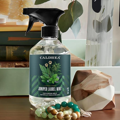 Caldrea Multi-Surface Countertop Spray Cleaner, Made with Vegetable Protein Extract, Juniper Laurel Mint Scent, 16 oz