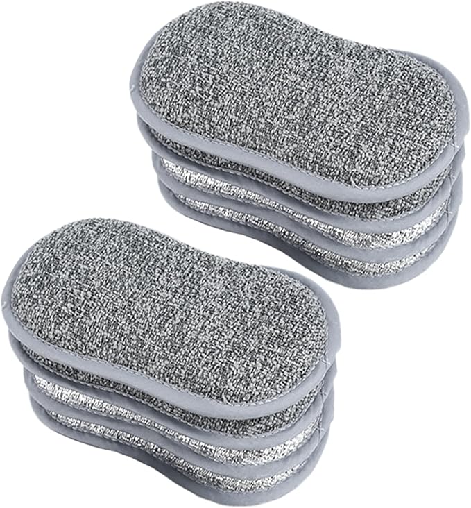 8 Pcs Sponges for Cleaning Kitchen Microfiber Double Sided Dishwashing Sponges Scratch-Free Multi-Purpose Reusable Scrub Sponge for Dishes, pots and Pans 6.1x3.7x0.8 in, Dishwashing Sponges