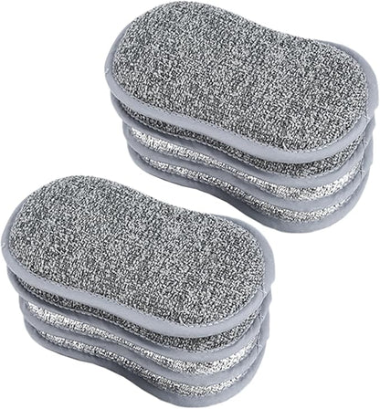 8 Pcs Sponges for Cleaning Kitchen Microfiber Double Sided Dishwashing Sponges Scratch-Free Multi-Purpose Reusable Scrub Sponge for Dishes, pots and Pans 6.1x3.7x0.8 in, Dishwashing Sponges