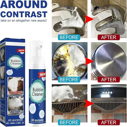 All-Purpose Rinse-Free Cleaning Spray, Upgraded Bubble Cleaner Foam Spray, Highly Effective Oil Breakdown Foaming Spray, Stain Remover for Stubborn Grease, Grime Kitchen and Other Stains (3Pcs)