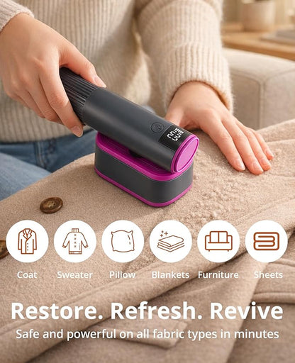 Fabric Shaver, 2-in-1 Rechargeable Lint Shaver with Dual Shaving Heads, Digital LED Display, 6-Leaf Blades, 2-Speed Sweater Shaver to Remove Pilling & Fuzz from Clothes, Furniture, Couch