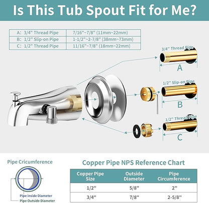 Bathtub Faucet with Handheld Sprayer, Shower Attachment for Tub Faucet, All Metal Bath Tub Spout with Shower Diverter, High Pressure 3+1 Settings Hand Held Showerhand (Chrome)