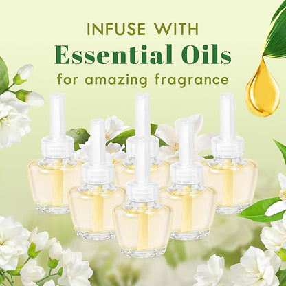 Plug In Air Freshener Refills, Jasmine Scent Refills for Home & Bathroom, 6 Count Plug-in Refill for Kitchen & Office, Compatible with Air Wick & Glade, Not Include Glade Plus