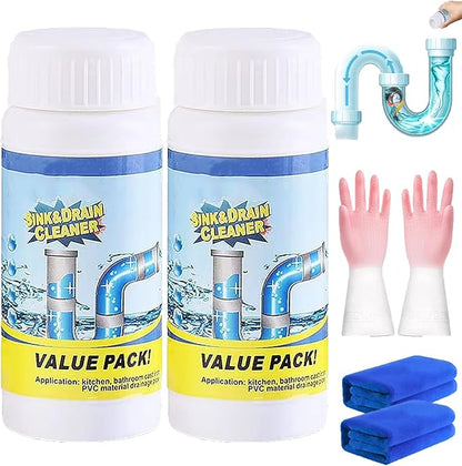 Drain Cleaner, Power Foam Unclogging Cleaner's Rapid-Dissolve Formula, 110g Sink and Drain Cleaner, Fast-Acting Drai𝐧 Opener for Bathroom Kitchen Toilet Pipe (2pcs)