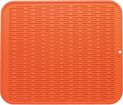 MicoYang Silicone Dish Drying Mat for Multiple Usage,Easy clean,Eco-friendly,Heat-resistant Silicone Mat for Kitchen Counter or Sink,Refrigerator or Drawer Liner Orange 2XL 24 inches x 18 inches