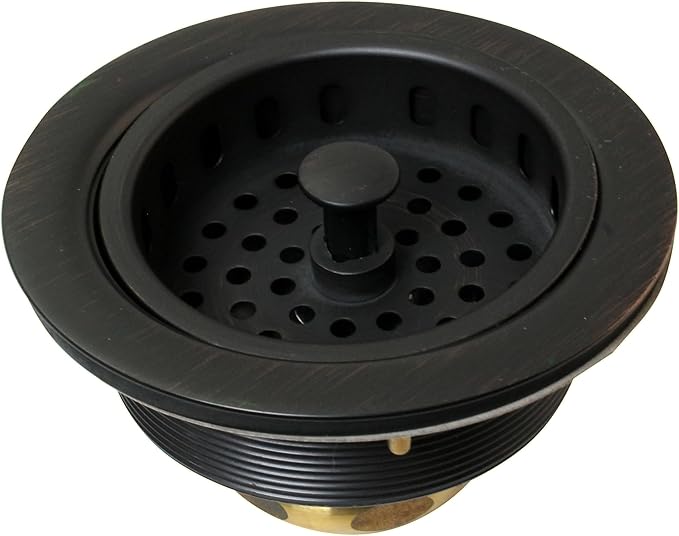 Westbrass A214-12A 3-1/2" Post Style Large Kitchen Sink Basket Strainer, Antique Bronze
