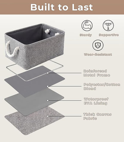 TheWarmHome Storage Bins for Shelves - 11.8x7.9x5.2 inch Grey Small Storage Baskets for Organizing, Fabric Storage Cubes Closet Organizer for Home Nursery Gift Decorative (Gray)