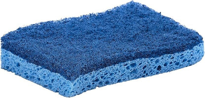 Superio Non-Scratch Cellulose Sponge Kitchen Scrub Sponges with Scouring Pad Set, Good for Non-Stick Cookware Frying Pan, Pot, Counter Top, Sink Scrubbing, Kitchen Scrubbers, Pack of 3, Blue
