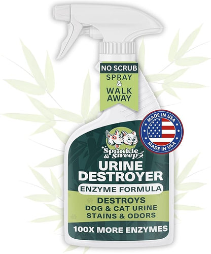 Sprinkle & Sweep: Pet Stain & Odor Enzyme Spray - 32oz - No Scrubbing Concentrated Formula, Dog & Cat Urine & Mess Destroyer, Carpet Spot Cleaning