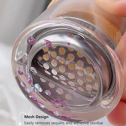 Nail Art Brushes Washing Cup, Nail Glitter Removal Cup, Monomer Holder, Nail Art Acrylic Liquid Powder Removal Cup, Nail Brush Cleaner Dappen Dish with Lid, Easy Cleaning Portable Mesh Layered