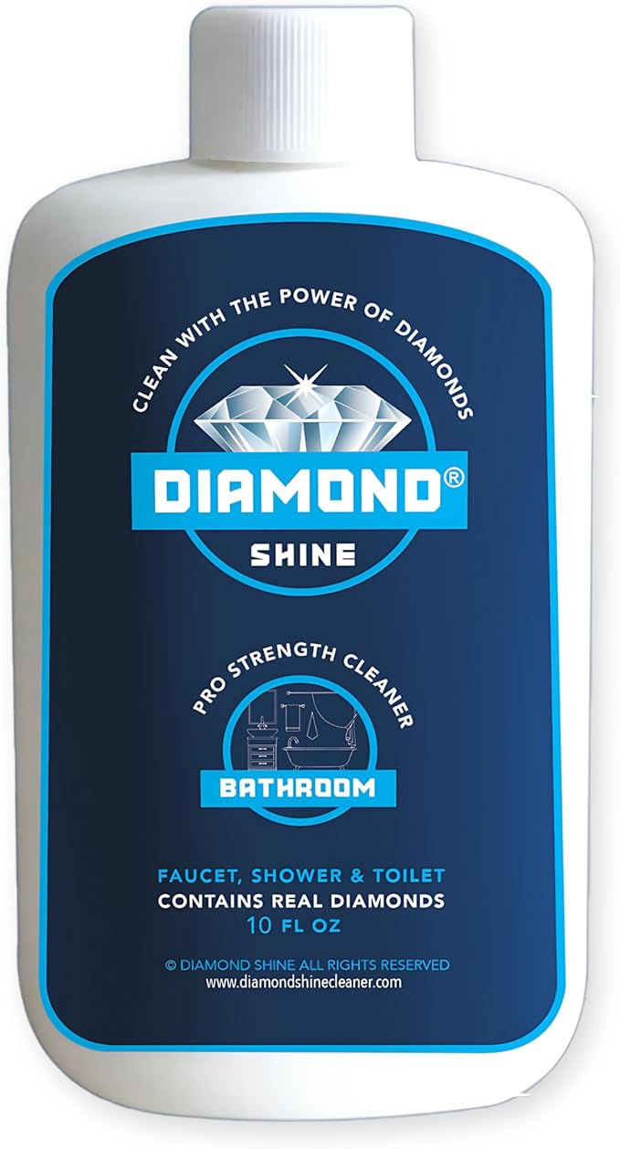 Diamond Shine Professional Bathroom Cleaner - Hard Water, Lime, Calcium, Rust Remover - Shower Door, Glass, Chrome, Sinks, Faucets, Tub, and Toilet -10 oz