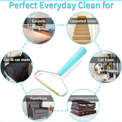 Pet Hair Removal Carpet Rake, 2-in-1 Pet Hair Removal Tool with Water Brush, Adjustable Handle, Dog and Cat Brush and Scraper, Suitable for Carpets, Floor Mats, Sofas, Furniture and Car Interiors