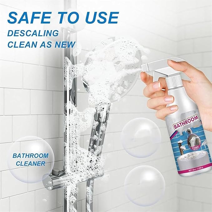 Bathroom Descaler Foam Cleaner Spray, All-Purpose Bathroom Descaler Foam Spray, For Bathtub, Toilet, Glass, Faucet, Fresh Scent