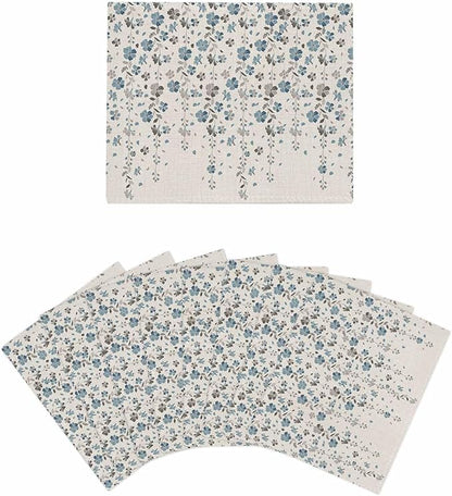 8 Pack Flower Blue Kitchen Dish Cloths, Grey Cherry Blossoms Cotton Linen Background Dishcloths for Kitchen, Reusable Paper Towels, Super Absorbent Quick Drying Washcloths Cleaning Wipes, 6x5 inch
