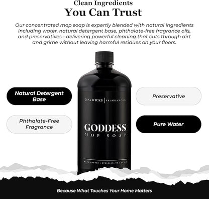 Fragrances - Luxury Mop Soap (Goddess) 32 Oz – Goddess Scented Floor Cleaner for Mopping – Pet Safe, Best Smelling Mop Detergent for All Surfaces