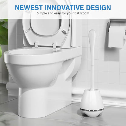 uptronic Toilet Brush and Holder 2 Pack, Toilet Brush with Ventilated Holder, Toilet Bowl Brush with Long and Large Handle for Bathroom-Toilet-Cleaning-Bristles-Comfortable