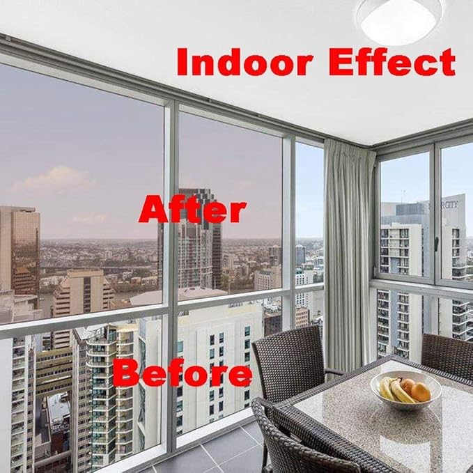 Filmgoo Window Privacy Film One Way Daytime Mirror Tint Treatments UV Heat Control Vinyl Stickers Sun Block Glass Paper Door Covering Reflective 35.4 Inch x 6.5 Feet Black Silver