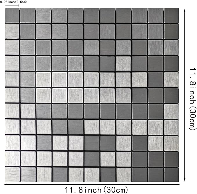10pcs Waterproof Non-Slip Mosaic Wall Stickers, Heat-Resistant Self-Adhesive Tiles, Easy Cut & Peel for Kitchen Bathroom Bedroom Living Room (10, Silver)