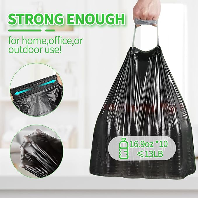 50 Count Small Trash Bags for 8-Gallon (30 L) Trash Cans,Thick Pre-separated Garbage Bags,Mini Wastebasket can Liners for Bathroom Bedroom Office(Black)