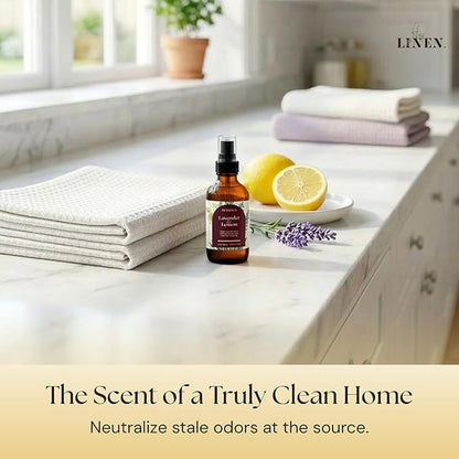 Lavender & Lemon Linen Spray | Clean Refreshing Aromatherapy Made with Pure Essential Oils | Fabric Freshener & Deodorizer for Carpet Kitchen Laundry Bathroom | 4 fl oz