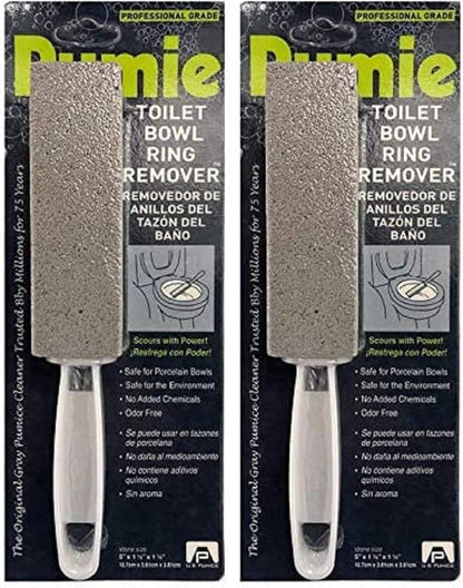 PUMIE Toilet Bowl Ring Remover, TBR-6, Pumice Stone with Handle, Removes Unsightly Toilet Rings and Stains from Toilets; Sinks; Tubs; Showers, Safe for Porcelain, Pack of 2