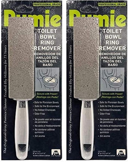 PUMIE Toilet Bowl Ring Remover, TBR-6, Pumice Stone with Handle, Removes Unsightly Toilet Rings and Stains from Toilets; Sinks; Tubs; Showers, Safe for Porcelain, Pack of 2