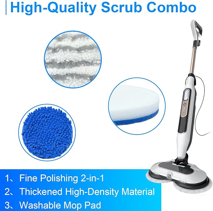 6-Pack Washable Steam Mop Pad Replacement Set Compatible with Shark Steam Mop Models S8001, S8201, S8002BRN, S7201, S7000 | Combines Steam Cleaning and Scrubbing with Anti-Slip Grip Pads