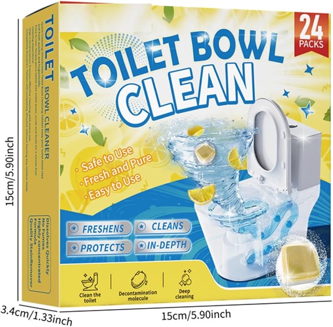 Toilet Bowl Cleaner Tablets,Put in the Toilet,NOT Tank.24 Pack Value Set