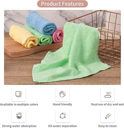 Bamboo Microfiber Cleaning Cloth,8 or 10Pcs Reusable Kitchen Wash Cloths,Wood Towels for Kitchen Window Glass Car (Green,10inch, 8pcs)