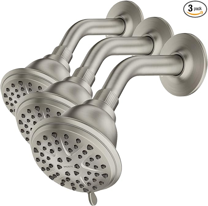 Moen 218W0SRN Attune 8-Function Wall Mount Fixed Showerhead, Spot Resist Brushed Nickel (Pack of 3)