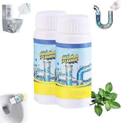 Sink & Drain Cleaner Powder for Kitchen and Bathroom, Fast Acting Drains Cleaning Formula for Shower and Bathtub Pipes, Easy to Use Drain Maintenance Cleaner, 3.9 oz (2pcs)
