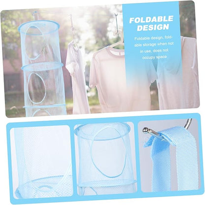 1Pc Hanging Laundry Basket Breathable Compartment Organizer for Clothes Sundries Convenient Storage