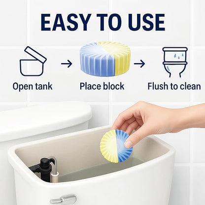 Automatic Toilet Bowl Cleaner Tablets, 10 Pack Long-Lasting Toilet Tank Cleaner for Bathroom, Blue Water Freshener, Prevents Stains & Odor, Safe for All Toilets - 10 Pack (Yellow+Blue)