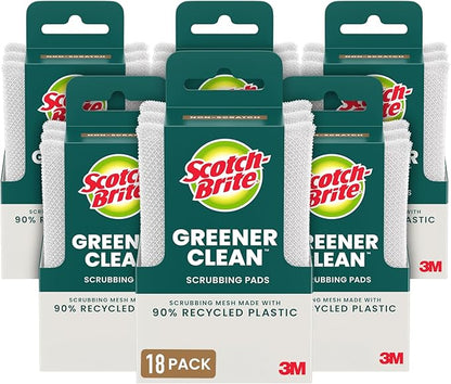 Scotch-Brite Greener Clean Dish Scrubbers, 18 Non-Scratch Kitchen Sponges, Best for Safe, Effective Cleaning of Nonstick Pots and Pans, Glassware, China, Tubs & Tile, Dishwasher Safe, Long-lasting