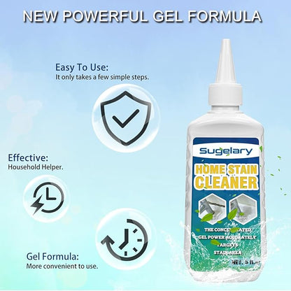Sugelary Mold Stain Cleaner, 10 Fl oz All-Purpose Gel for Front Loader Seal, Household Cleaner Gel for Bathroom Grout, Sink, Shower, Caulk, Washing Machine Cleaning Solution